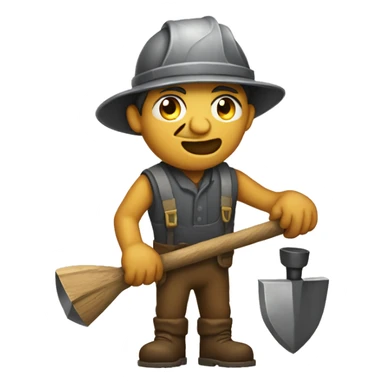 dusty miner with pickaxe in his hands sticker