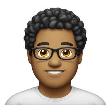 fat Light skin male with Black curly hair and glass sticker