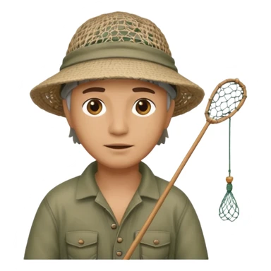 a fisherman is casting the fishing net sticker