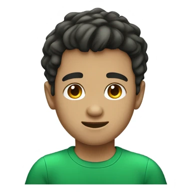 Dark brunnette hair boy wearing a green shirt sticker