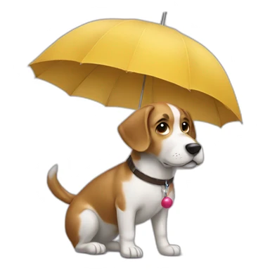 a dog with an umbrella sticker