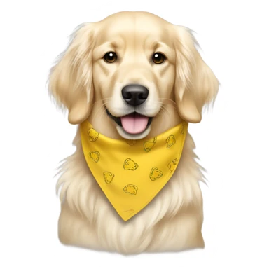 English cream long haired golden retriever with yellow bandana on sticker