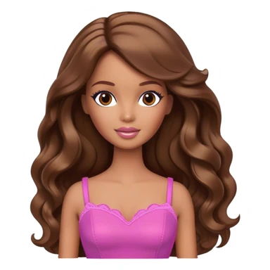 brown barbie brown hair long wavy sticker