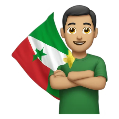 Homme avec drapeau Algérie dans la main sticker