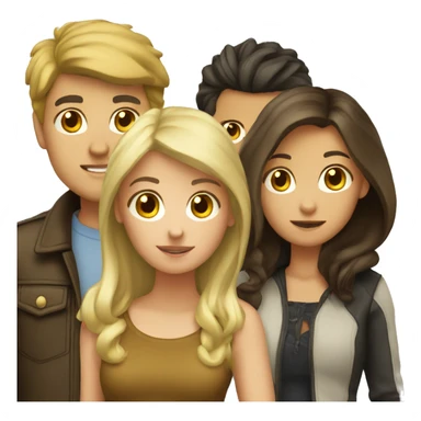 couple with blonde boy and brunette girl sticker