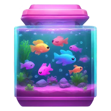 Kawaii neon fish tank  sticker