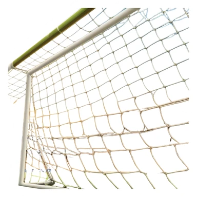 Cinematic Realistic image of a soccer goal net with intricately detailed mesh textures and subtle signs of wear, set against a dynamic, sunlit stadium backdrop that emphasizes its iconic presence in the game sticker