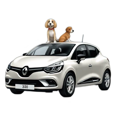 Renault Clio with dog sticker