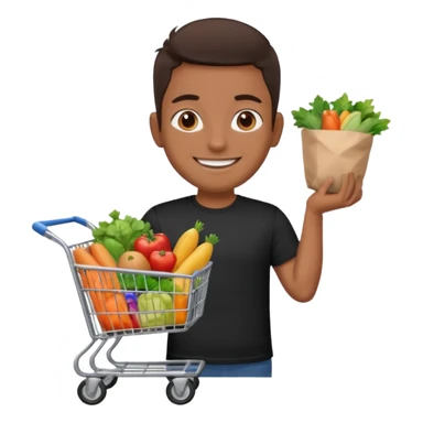 build me a personalized emoji whee it's a smart cart for grocery and a latino looking face that works as jack of all trades sticker
