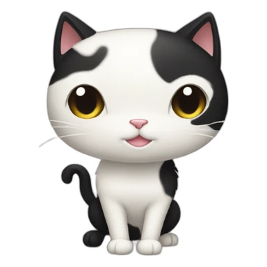 Black cat with white legs and  sticker