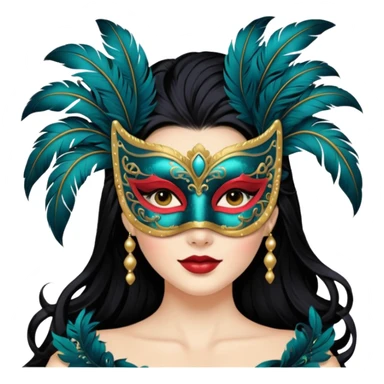 masquerade masked white woman black hair sticker