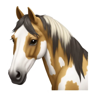 Scruffy scarred scratched Piebald tricolor palomino yellow brown horse with dark brown spots running sticker