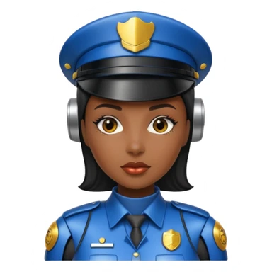 black half robot cop woman sticker