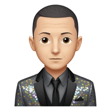 Chester Bennington with sequin gray suit jacket with black shirt sticker