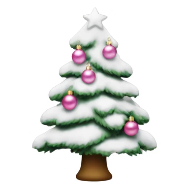 christmas tree with snow and light pink ornaments  sticker