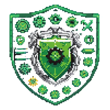 green magical code shield with gear and coding tools sticker