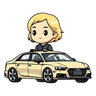 Blonde girl with audi sticker
