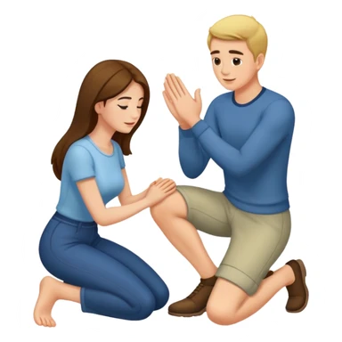 Woman kneeling at man’s feet sticker