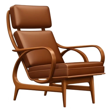 Mid century modern lounge chair with wooden arms and leather seat sticker
