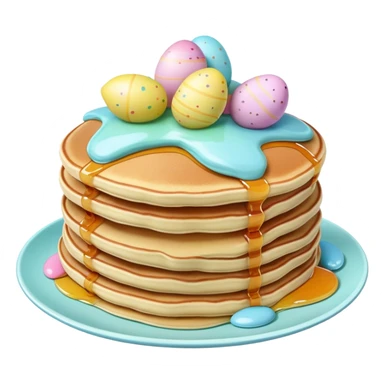 Easter Pancakes with pastel colorful syrup sticker