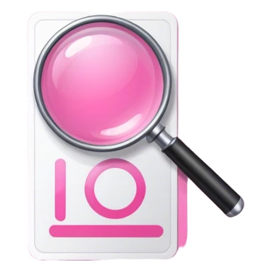 simplistic pink magnifying glass on the pink ID card sticker