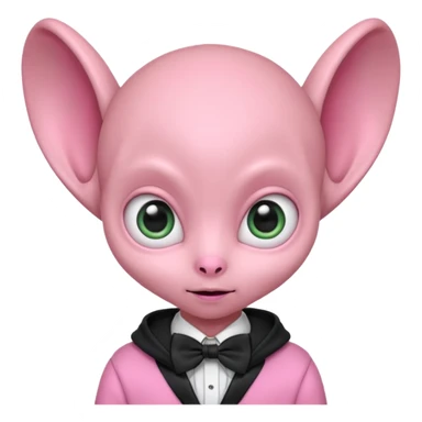 Aliens Pink, hoodie, cute big eyes, bow tie, thin ears, half body sticker