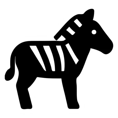 zebra, solid black filled icon, bold shape, no color sticker