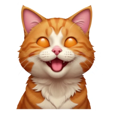 A high-resolution photo-realistic digital illustration of a ginger tabby cat head tilted yawning eyes open, chest upward sticker