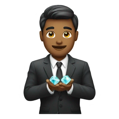 business man holding diamonds sticker