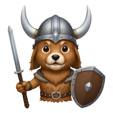 dog with viking helmet and sword sticker