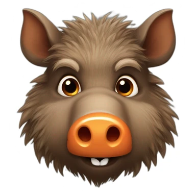 furry brown boar with orange cheeks and fangs sticker
