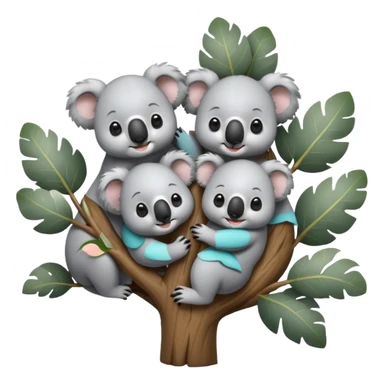 4 koalas sur un arbre sticker