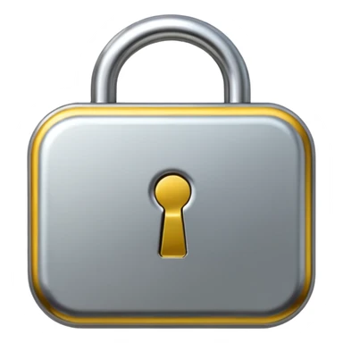 Chrome silver lock emoji, iOS emoji style, smooth metallic surface, rounded edges, reflective highlights, minimalistic sticker
