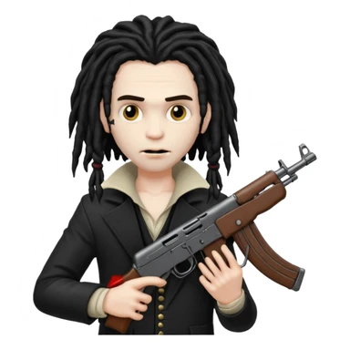A black vampire with dreads holding a ak 47 sticker