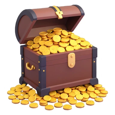 wooden treasure chest overflowing with gold coins sticker