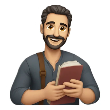 Armenian men reading interesting book and looking at camera and smiling  sticker
