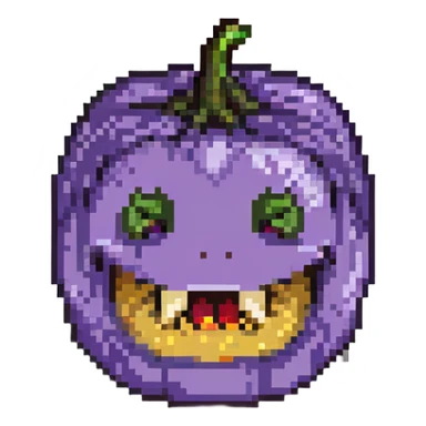 face eating an aubergine (eggplant) pixel art sticker