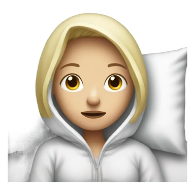 Sick blonde girl in bed with hoodie on sticker