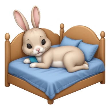 cartoon rabbit sleeping soundly in a big bed by itself with its eyes closed and no stuffed animals sticker