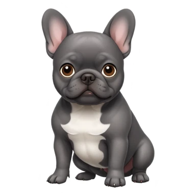 dark gray french bulldog with brown eyes and white belly sticker