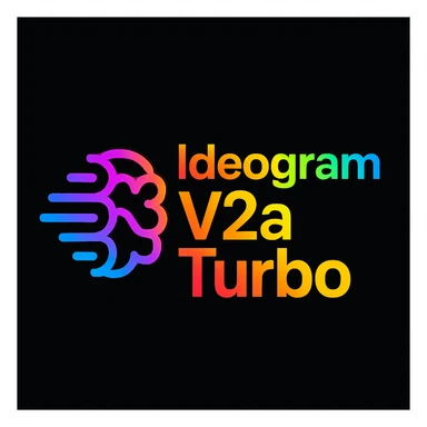make a colorful text of "Ideogram V2a Turbo", black background, add this logo too sticker