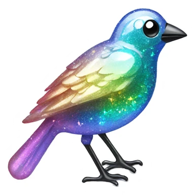 Sparkly glossy Pastel iridescent glass bird sticker