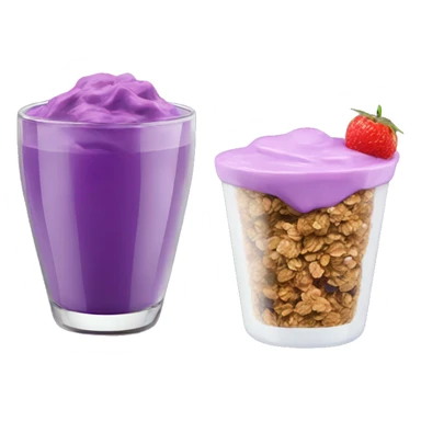 Make a glass with purple yogurt, and granola with fruits  sticker