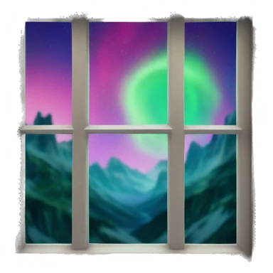 Aurora borealis through a window frame sticker