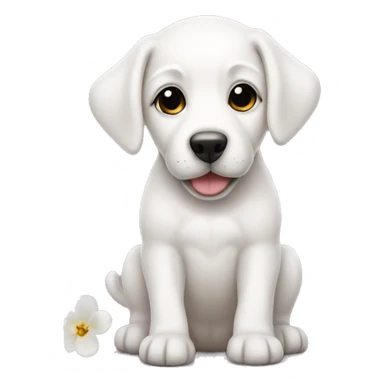 White puppy  flowered  sticker