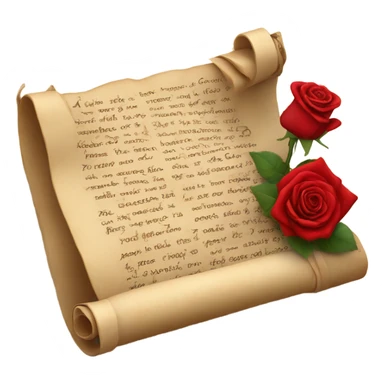Realistic valentine poetry scroll with roses sticker