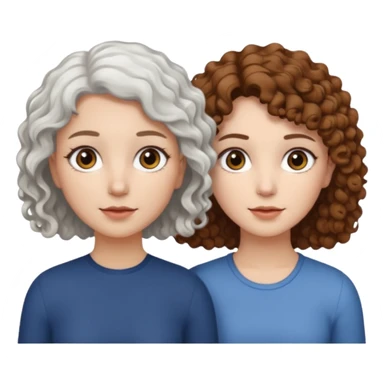 Crie um emoji meu e da minha mãe eu tenho cabelos cacheados e ela tem o cabelo liso curto e branco, nos duas somos cores branca sticker