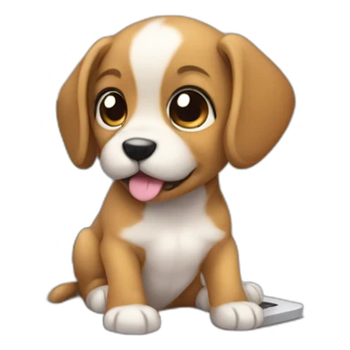puppy that codes a program in laptop sticker