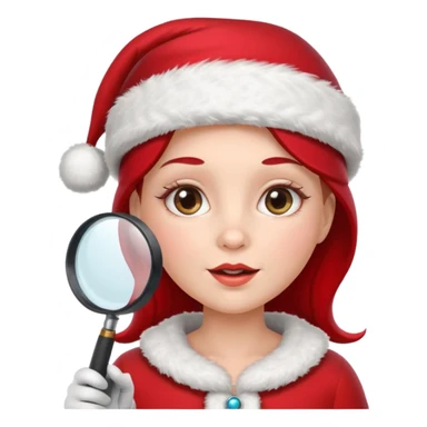 Female Santa with Magnifying glass sticker
