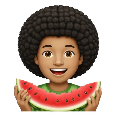Black person with Afro eating watermelon sticker